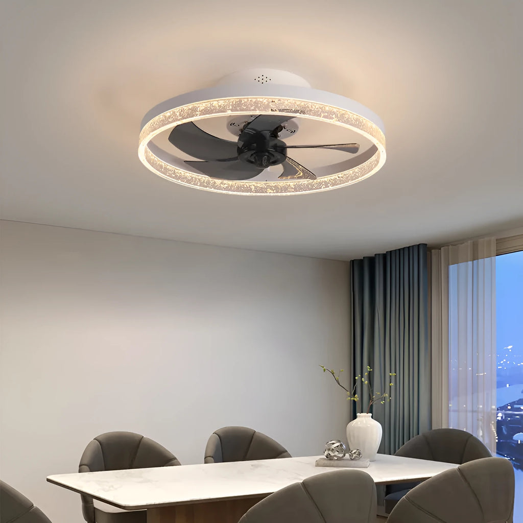 Nordic style ceiling fan lamp with remote control in coffee gold finish