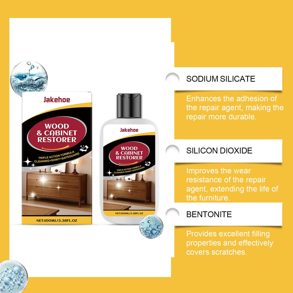 Wooden furniture scratch care set with 100ml bottle and microfibre application cloth