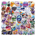Pack of 50 colourful tea cup graffiti design vinyl stickers for scooters and luggage.