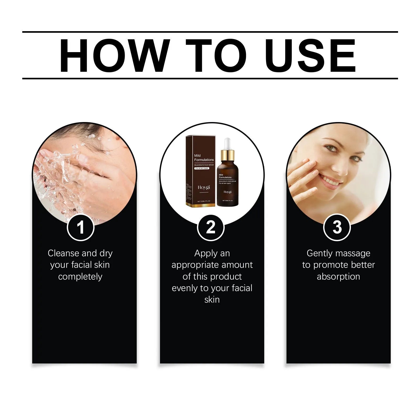 30ml facial skincare essence bottle with collagen, vitamin C and hyaluronic acid