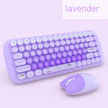 Candy pink wireless keyboard and mouse set with cartoon design on compact 43.5cm keyboard