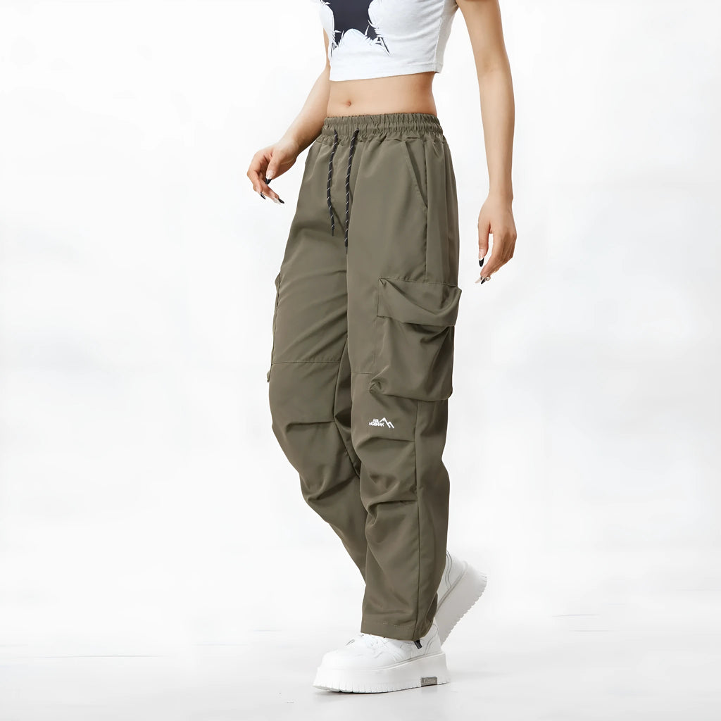 Mountain retro workwear waterproof trousers in black, gray green, or khaki, mid waist, sizes M to 4XL