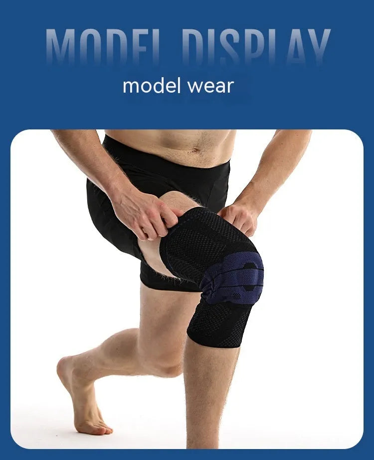 Adult basketball sports kneecaps in nylon-spandex material showing black and blue colour option