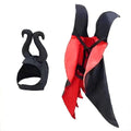 Halloween pet costume with bat-wing cloak and pointed hat on small dog