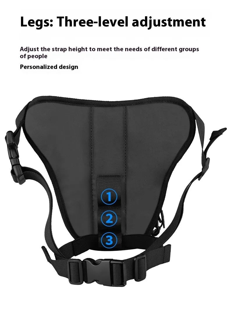 Devil Race black motorcycle leg bag with 4L capacity, polyester composite Oxford fabric and PC shell