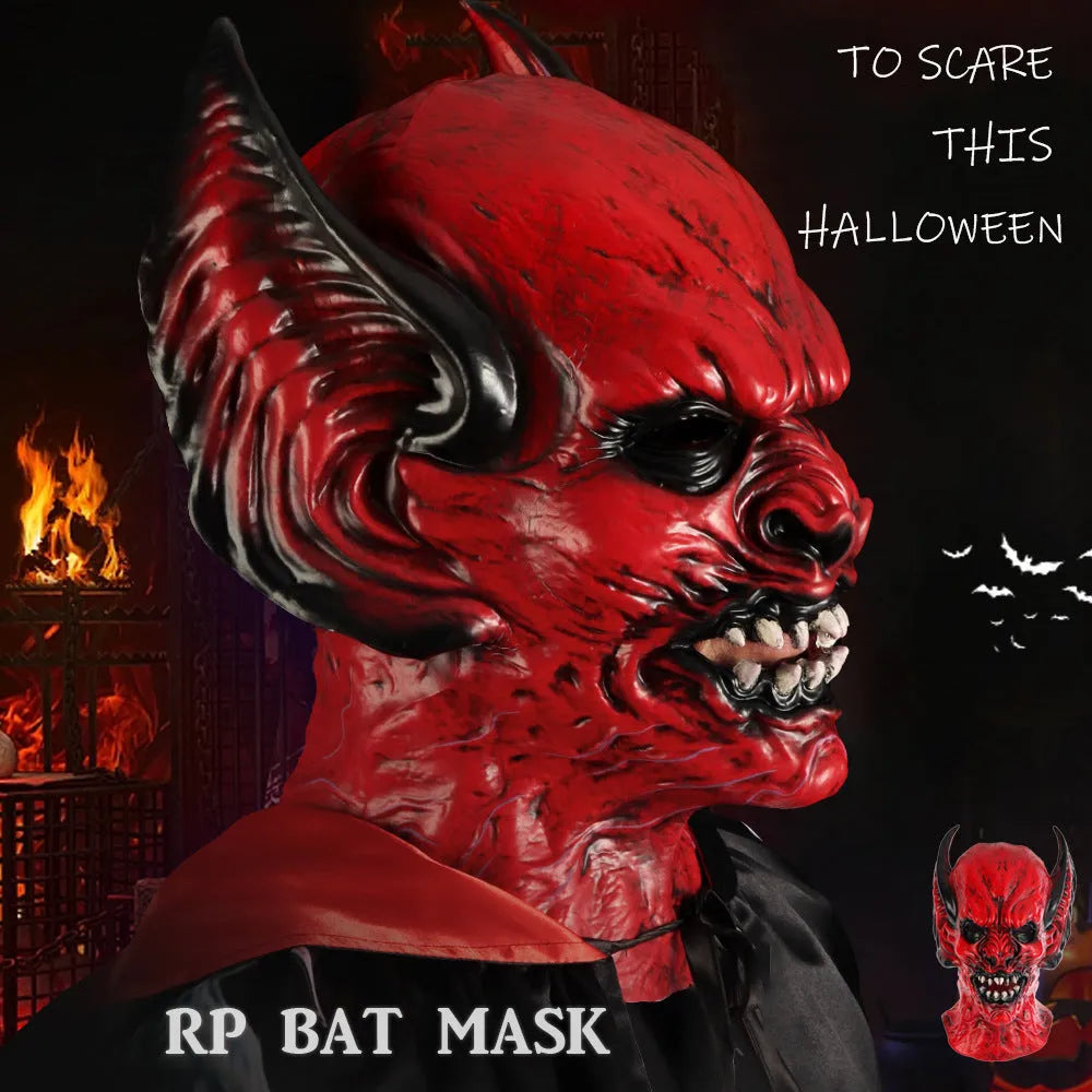 Red bat head cover party mask made from RP foam for Halloween and costume events