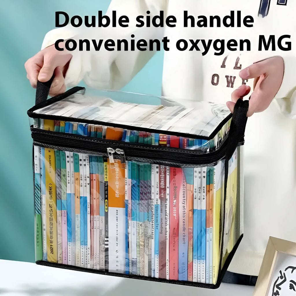 Large white foldable PVC tote bag with clear panels and a sealed top closure.