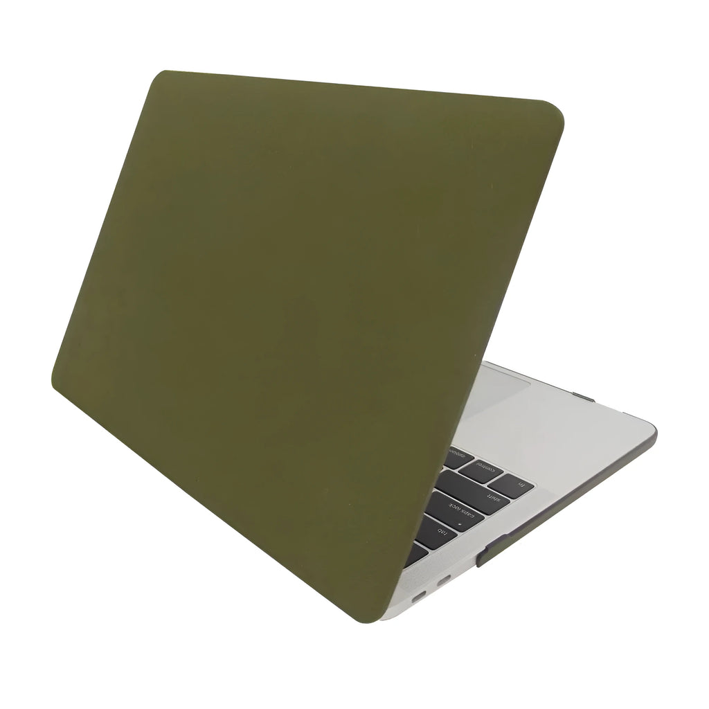 Army green quicksand hard plastic MacBook protective shell for Apple MacBook Pro and Air models.