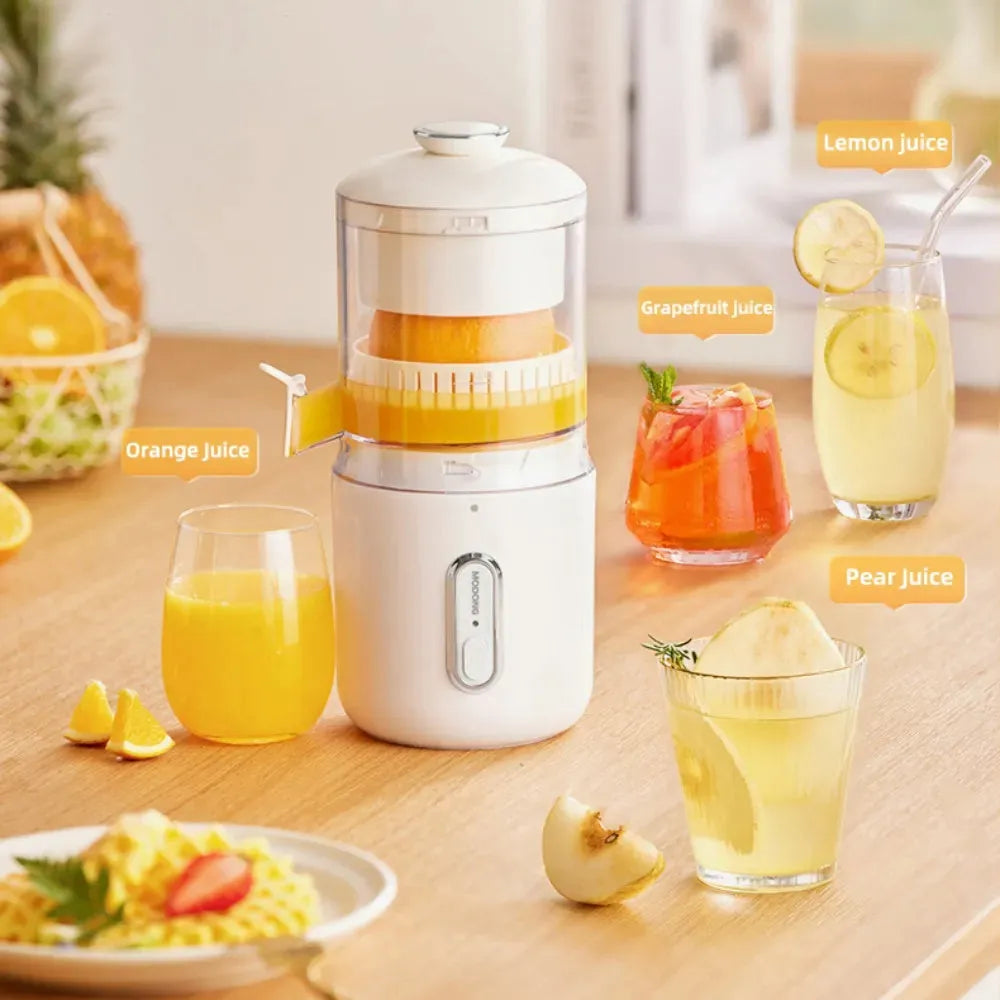 Green and white wireless portable electric juicer with USB charging port and removable parts