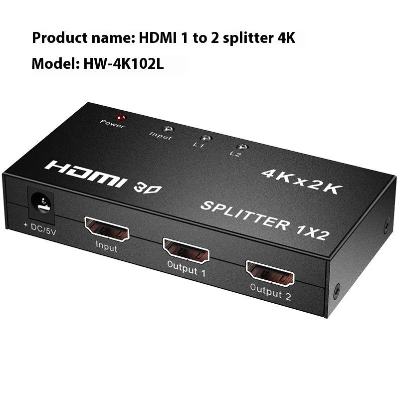 HDMI one-switch two-way frequency divider supporting 4K resolution with multiple interface options