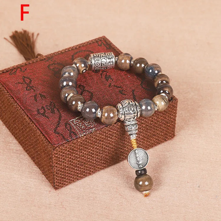 Men's coloured glaze Yonghe blessing bracelet with gradient ceramic chain in one of six colour options.