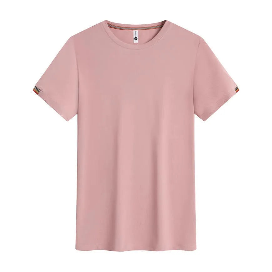 Round neck ice-feel work shirt in multiple colours including Army Green and navy blue, showing pullover design