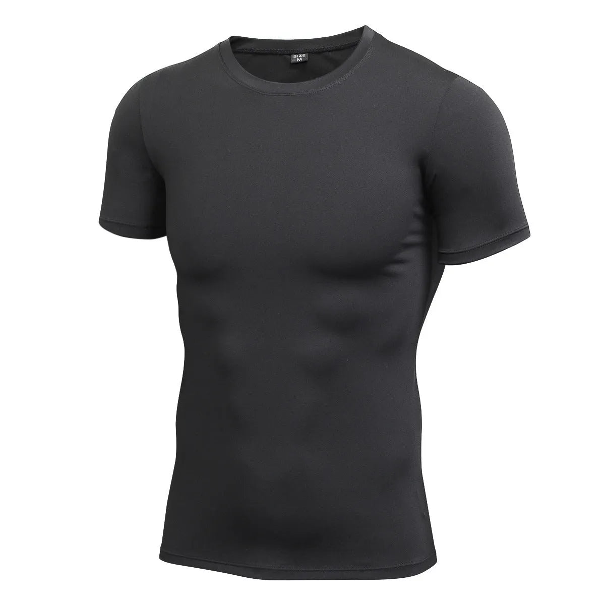 Men's stretch quick-drying short-sleeved fitness shirt in solid colours