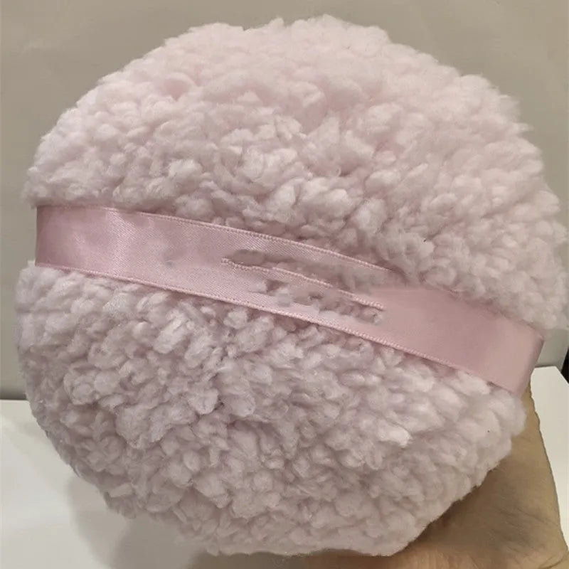 Oversized rectangular plush powder puff for makeup in white, pink, or skin colour