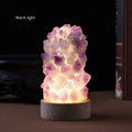 Small amethyst crystal night light with natural tooth flower formations and USB cable