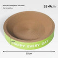 Round green cat scratching board nest bed for indoor pets.