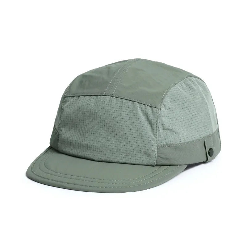 Dome-crown fisherman's beanie hat in army green with a soft extended fabric tongue for neck coverage.