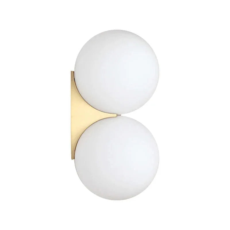 Double-headed Nordic glass ball wall lamp with gold iron finish for bedroom bedside lighting