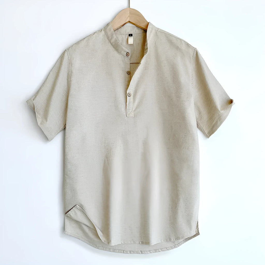 Men's short sleeve cotton linen blend t-shirt in solid colours with sizes M to 4XL