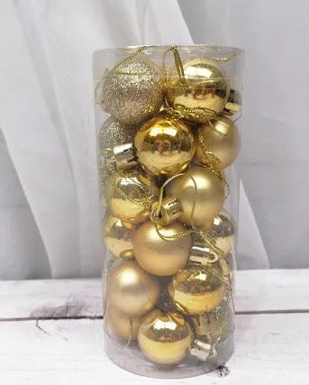 Shiny matte electroplated barrel-shaped plastic Christmas bauble in assorted colours, 6cm diameter.