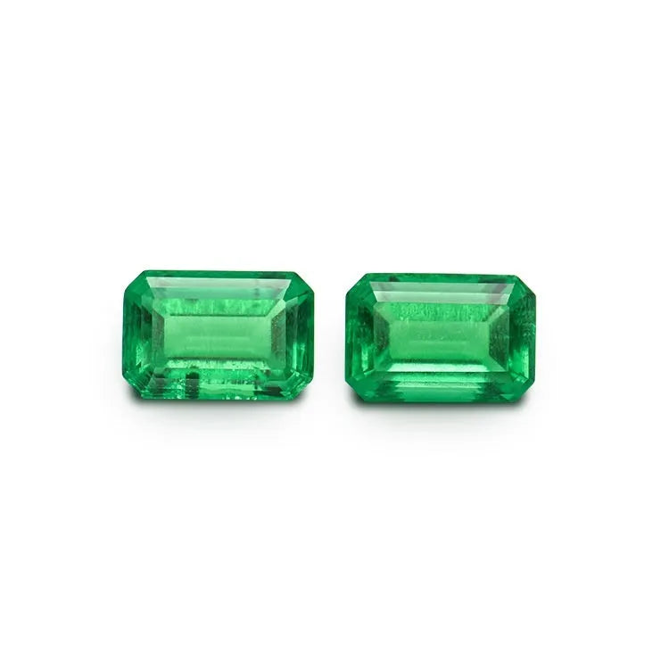 Columbia green cultivated emerald synthetic gemstone in round and emerald cut shapes