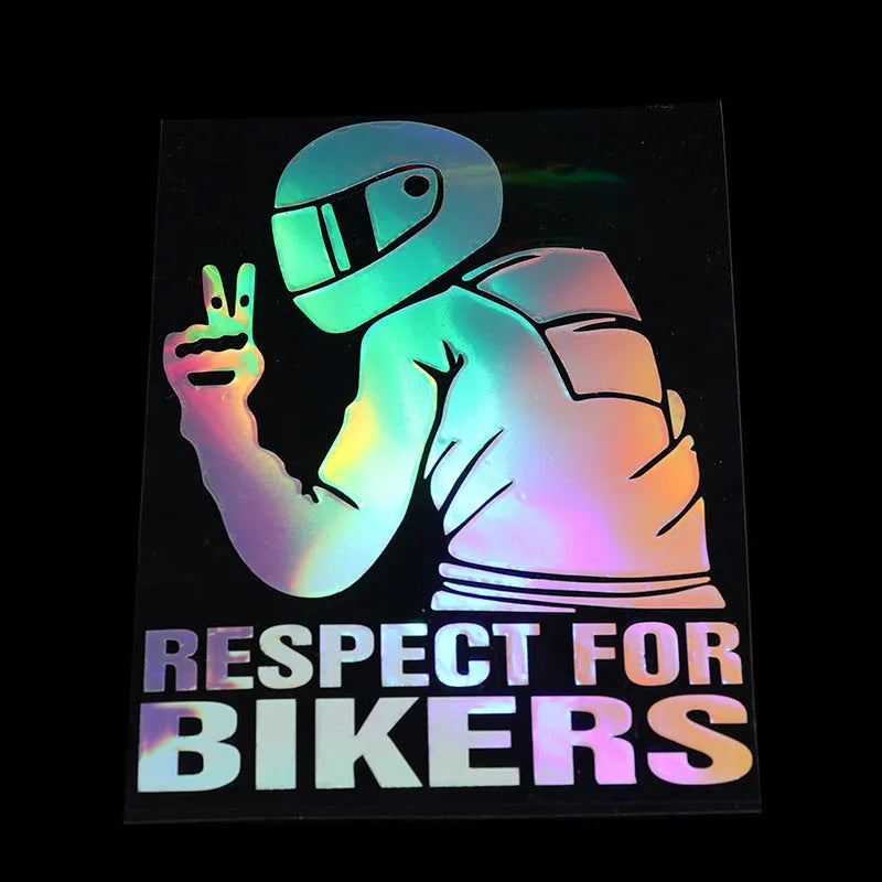 15x11cm biker automobile sticker in reflective silver on motorcycle fairing