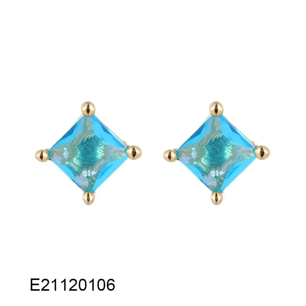 Gold-plated drop earrings with a candy-coloured pear-shaped zircon stone.