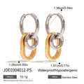 Pair of stainless steel geometric ear studs for women with electroplated finish, available in four colours.