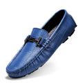 Men's casual leather loafers with buckle detail in multiple colour options showing leather upper and rubber sole
