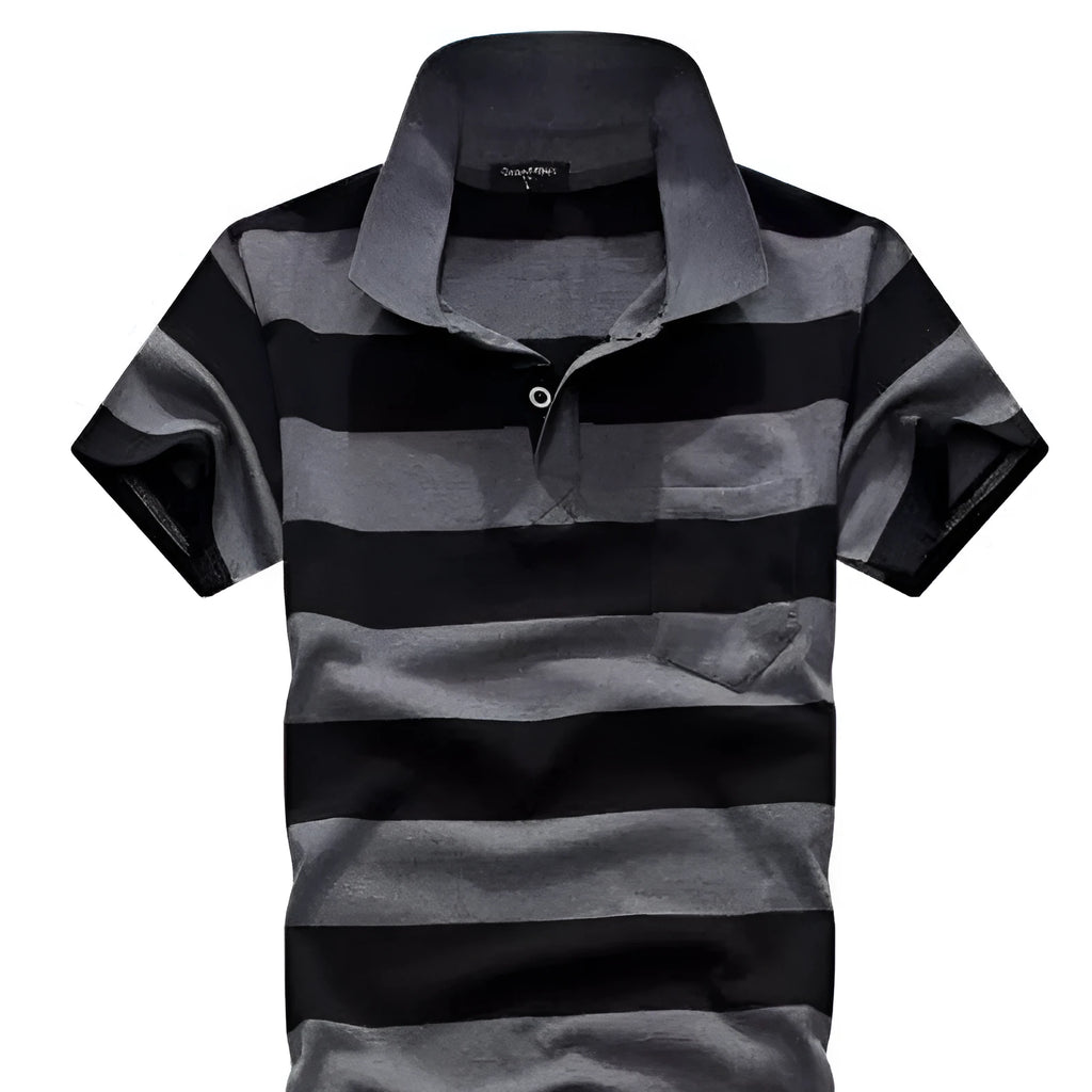 Men's striped short sleeve T-shirt with real pocket, loose fit, available in multiple sizes and style options