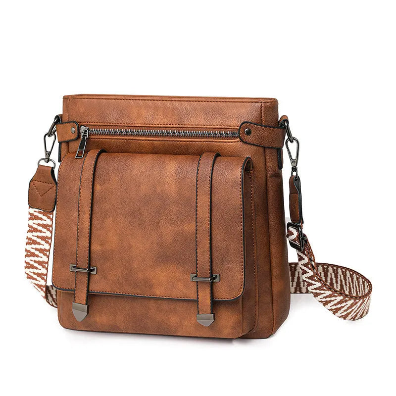 Women's multi-pocket bucket bag in medium-soft PU, six colour options available