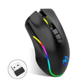 HXSJ black 2.4G wireless mouse with TYPE-C charging port and RGB lighting