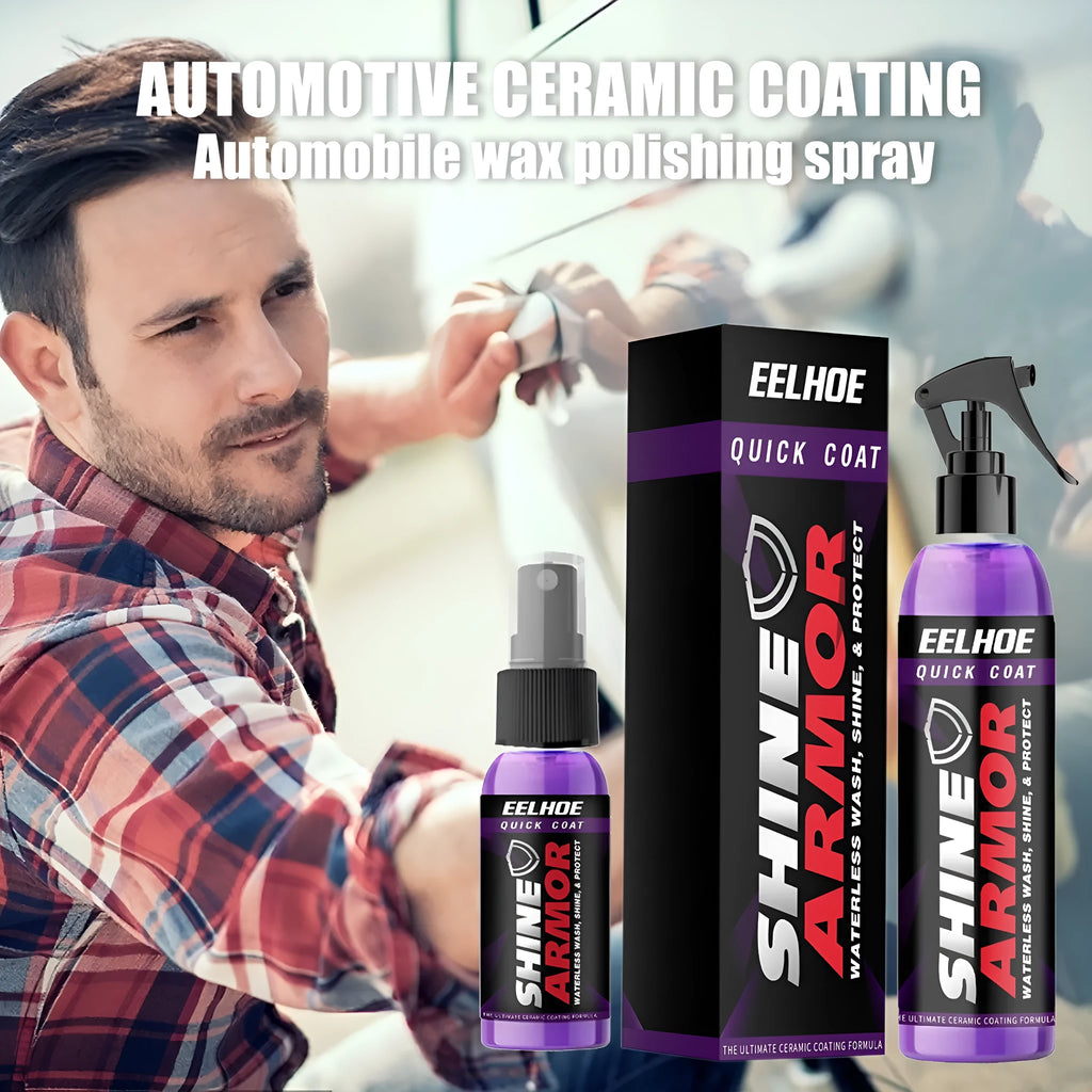 Purple liquid nano coating spray bottle for car paint protection.