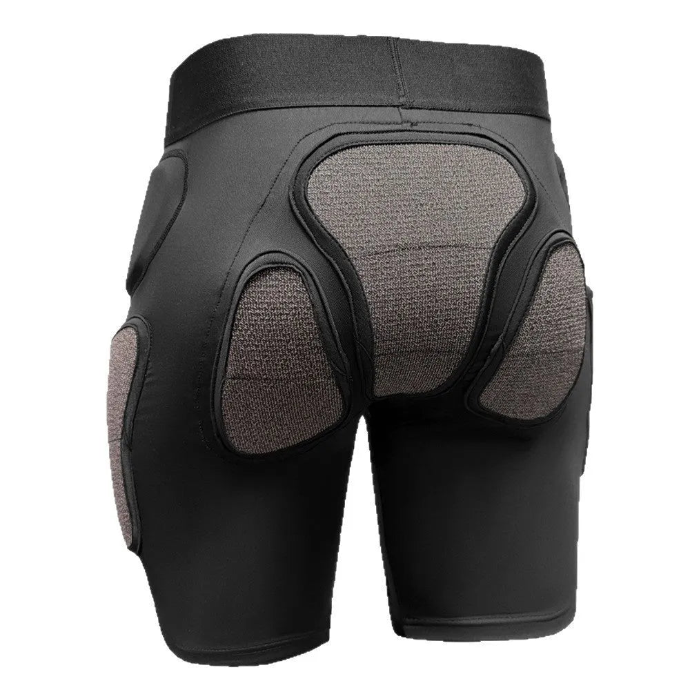 X-ray diffraction skiing protective set with slim hip pads and multiple protection knee pads.