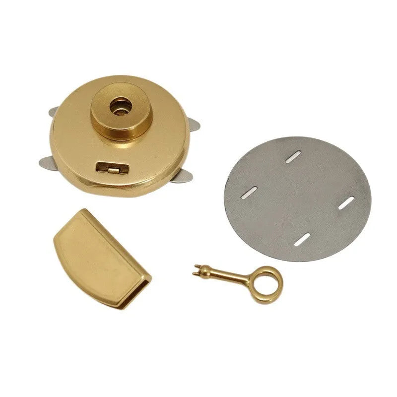 Large round brass twist lock for chests and lockboxes