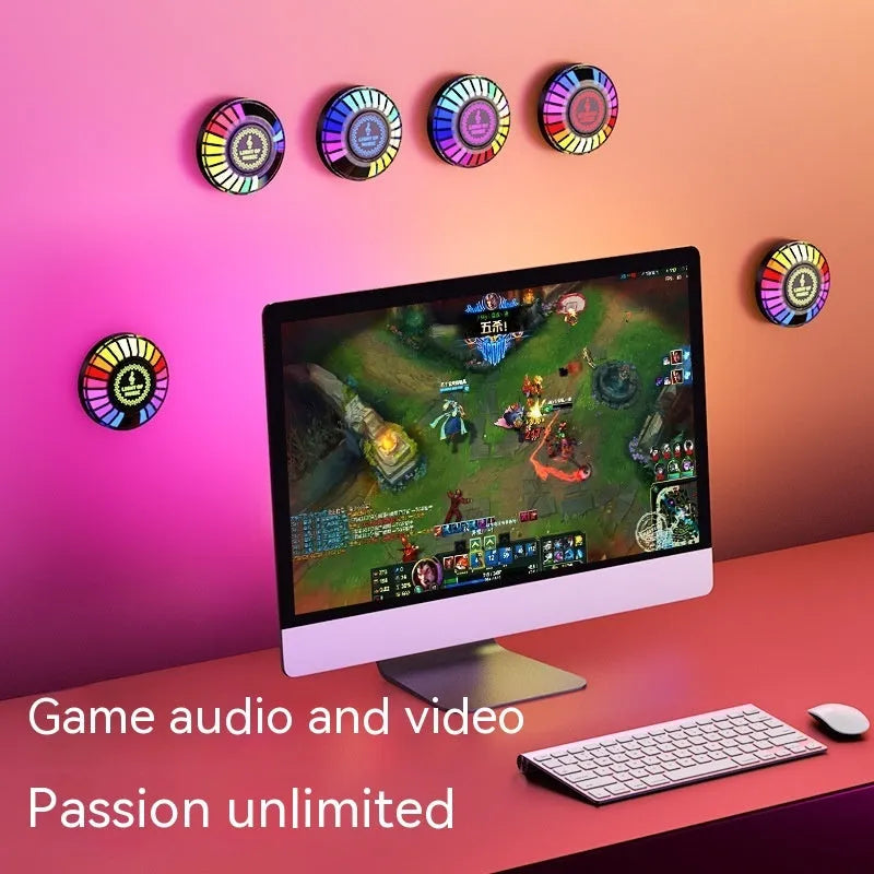 Black ABS desktop magnetic RGB ambience light measuring 60cm square