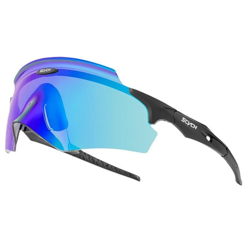 Frameless integrated lens sports goggles in a bold colour, shown from a front perspective.