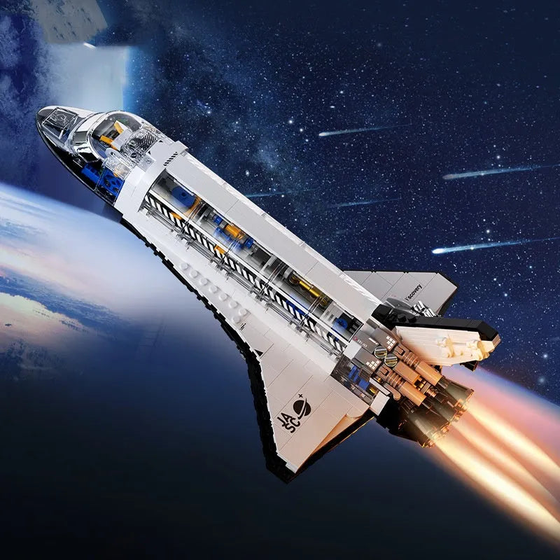 Super Space Shuttle small particle plastic building blocks set with flash function for ages 7-14
