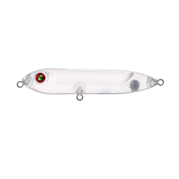 Transparent 9.5cm long ABS plastic blank fishing lure body with a 7mm slot for a fish eye.