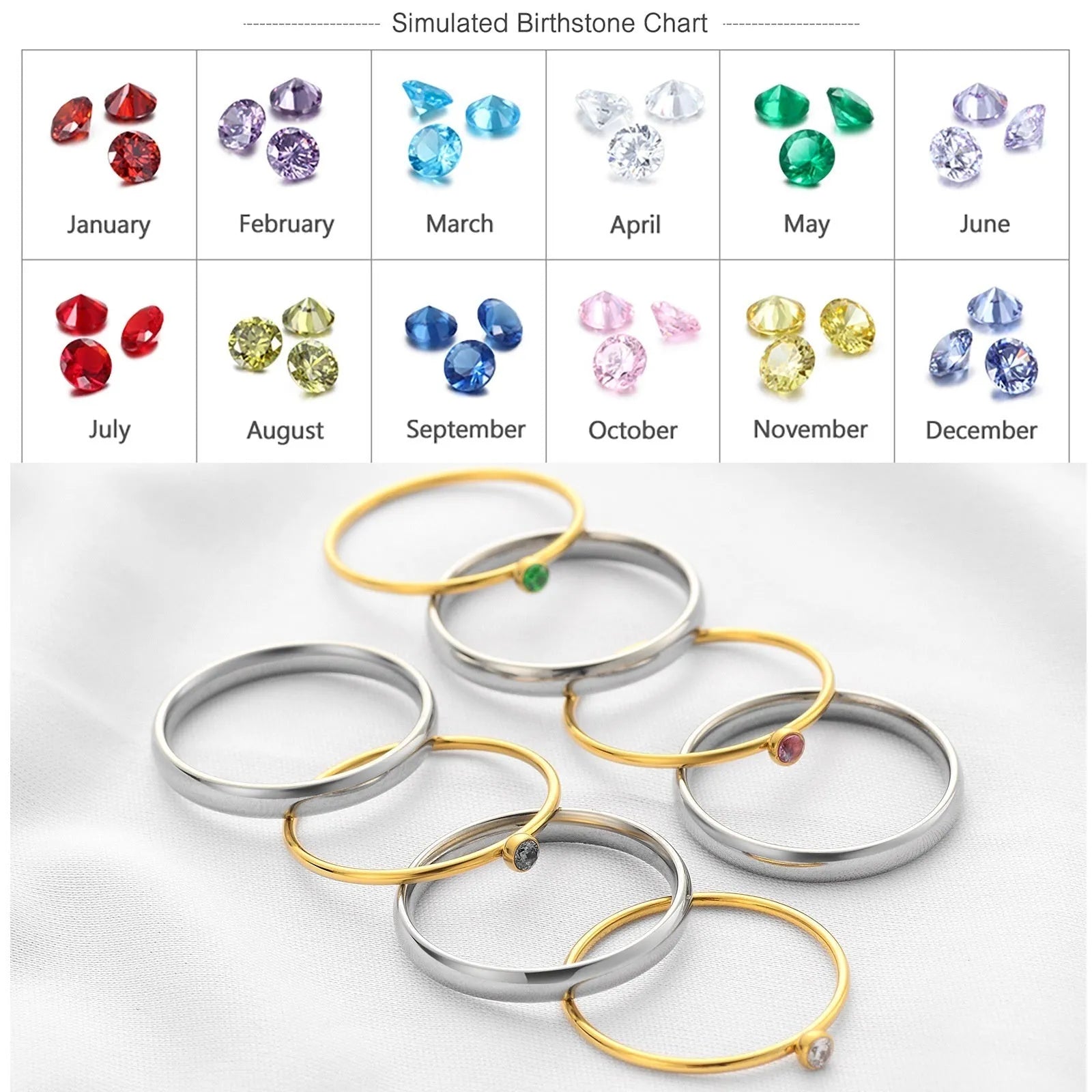 A geometric titanium steel ring with a December colour birthstone in an engraved, superimposed design.