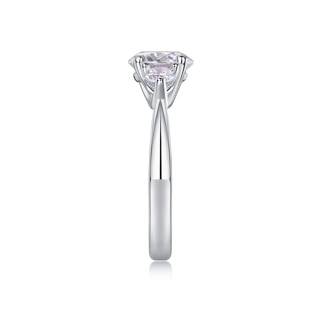 Wedding ring set with 2-carat moissanite in S925 silver gold-plated finish, GRA certificate included
