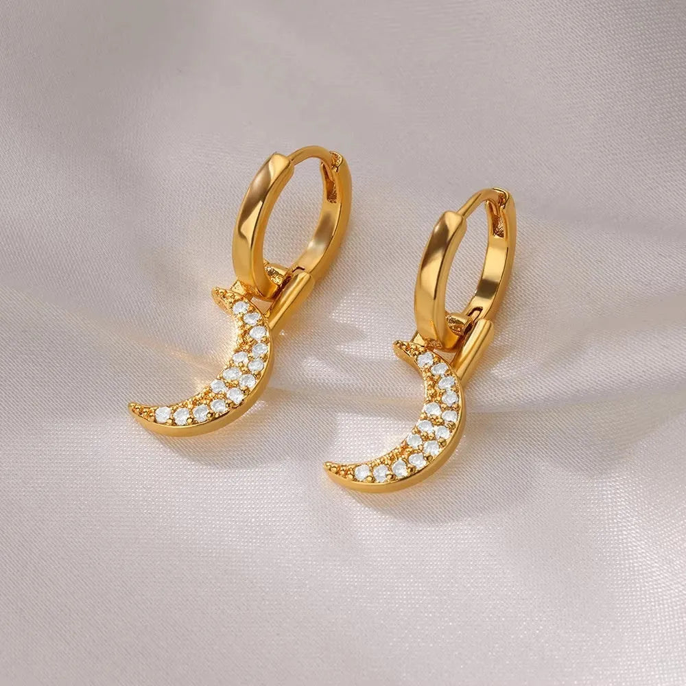 Women's copper geometric butterfly earrings with heart, bow and star details