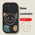 Simple silicone back cover case for VIVO iQOO phones with animal and smile face painting design, black or white options