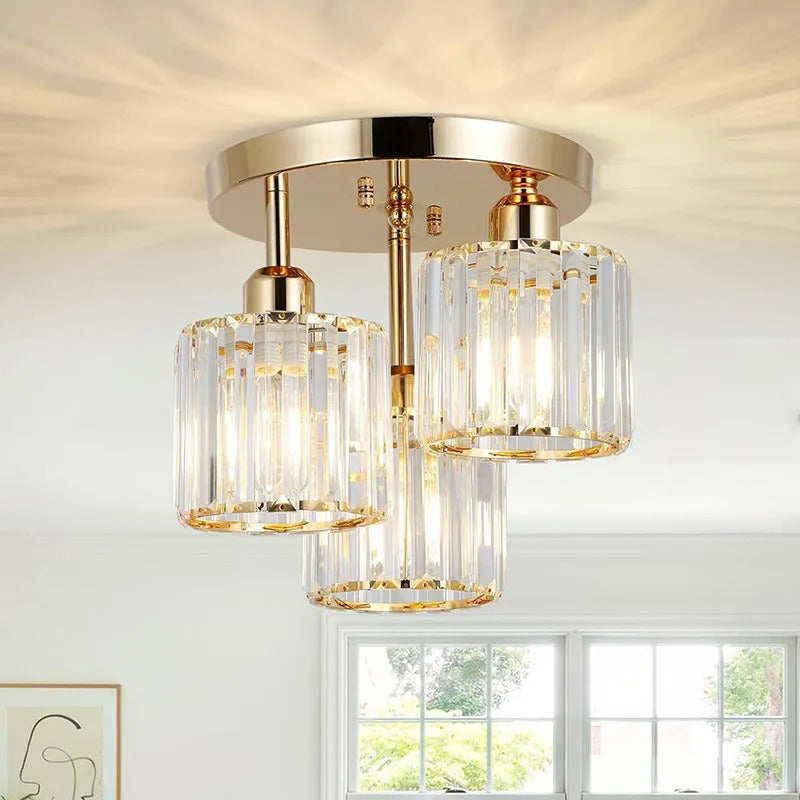 Modern crystal ceiling light in black finish with crystal accents for corridor and entrance use