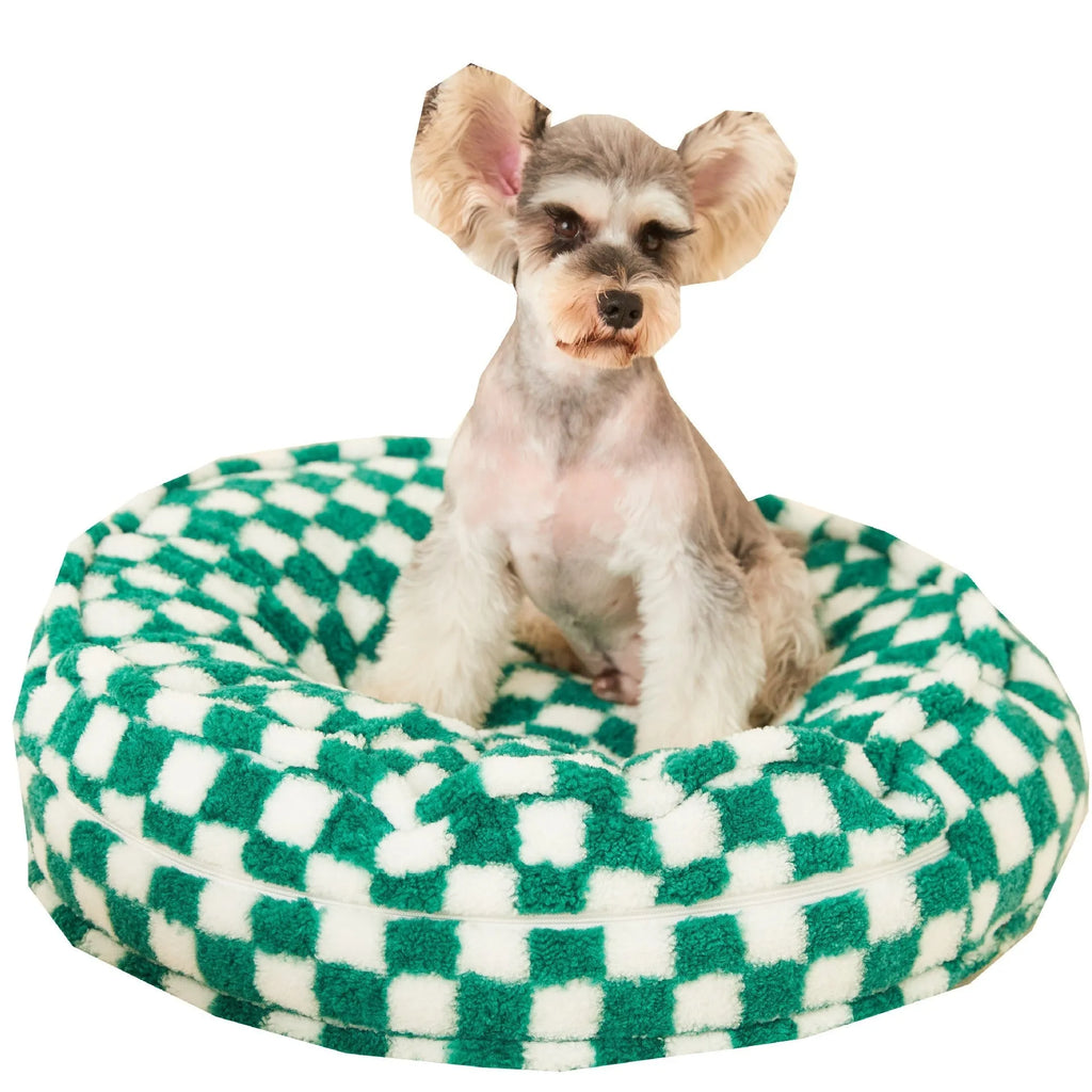 Universal dog kennel with removable washable cover in green, 60cm diameter