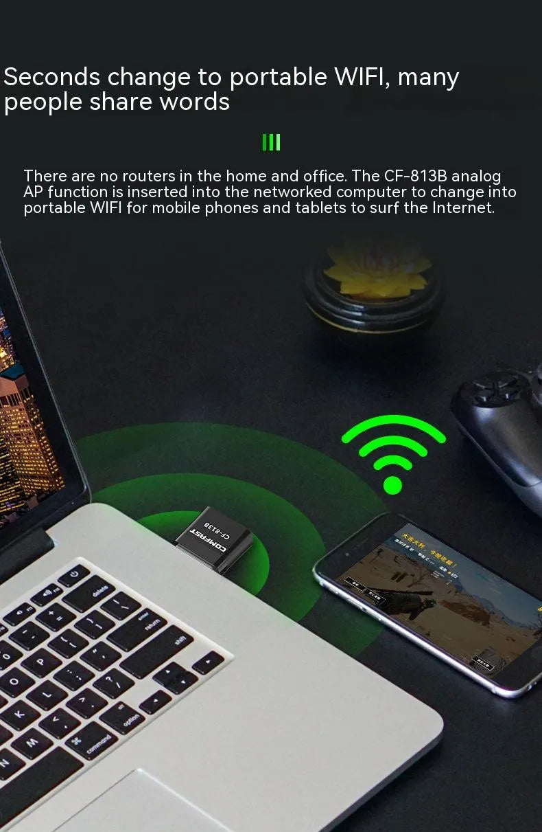 Black network card mini Bluetooth adapter with USB interface and nickel plated wolf tooth adapter