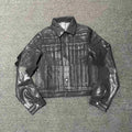 Denim coat archive short slim jacket men black polyester lapel collar long sleeves