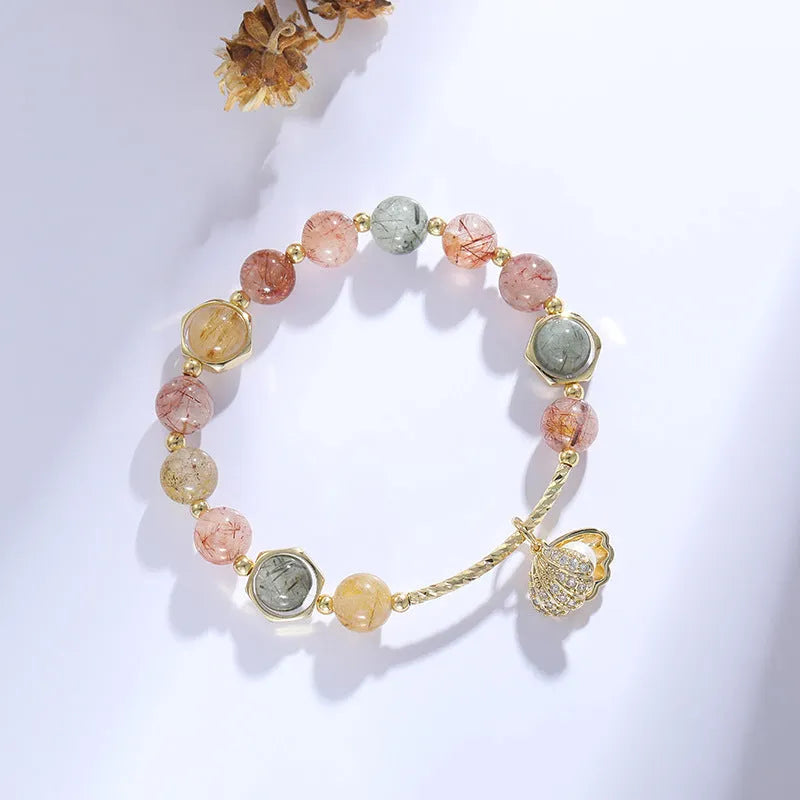 Colourful cartoon animal zodiac crystal shell bracelet for women with electroplated finish