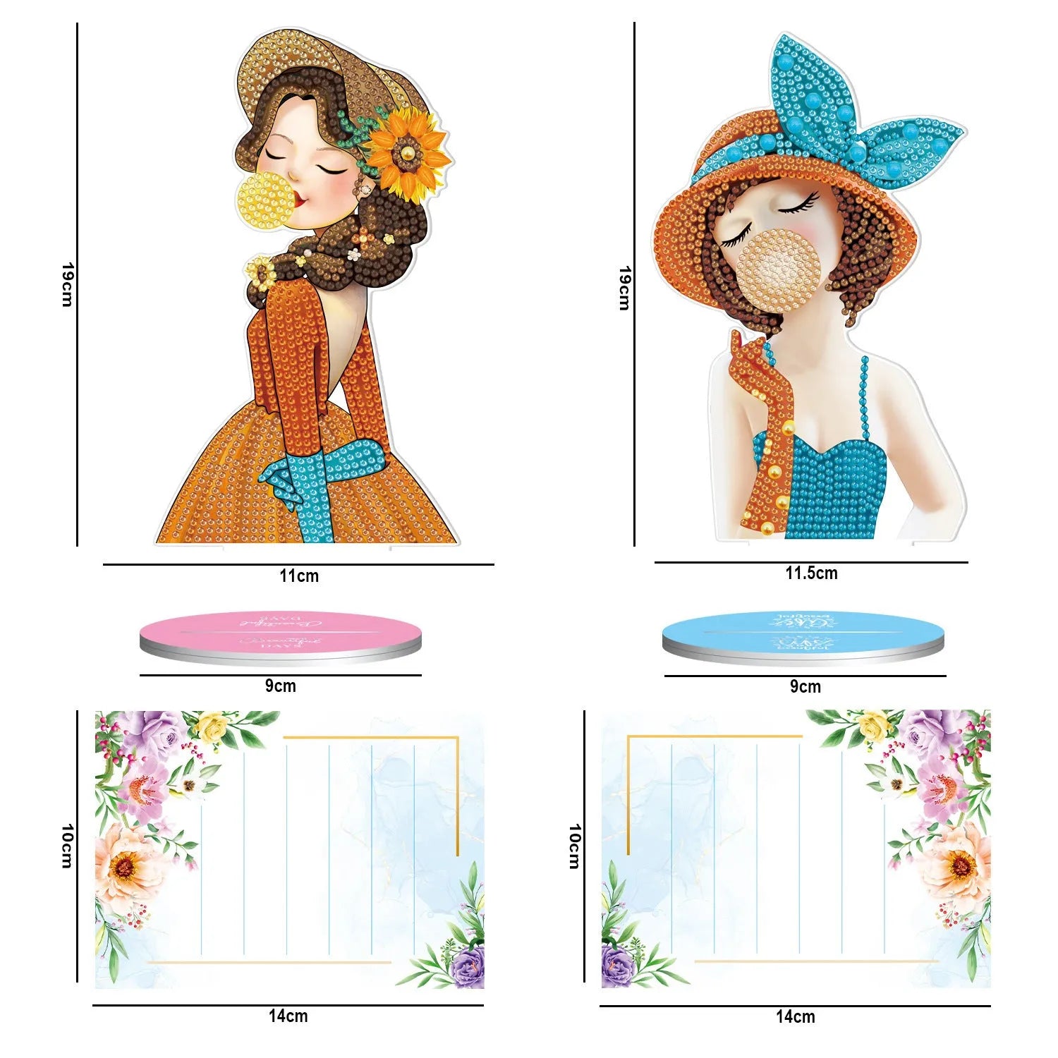 Handmade diamond painting desktop note clip in American suite style, dimensions 19x11x9cm.