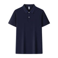 Cotton lapel polo shirt in a light colour on a hanger, showing short sleeves and asymmetric detail.